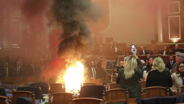 Albanian opposition disrupts parliament vote on budget