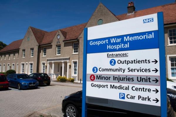 A carpark outside Gosport War Memorial Hospital.