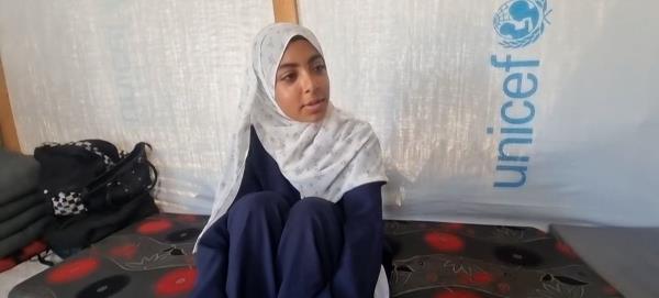 Nada Al-Gharib lost her father and o<em></em>nly brother in a strike on the family's tent, which also injured her and her mother.